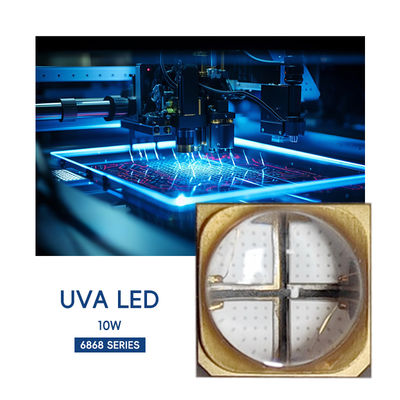 ชิป LED UVA ขนาด 10W UVA SMD6868 365nm สีม่วงสว่าง UVA สําหรับการใช้งานรักษาแสง UV ที่ไม่เห็นได้