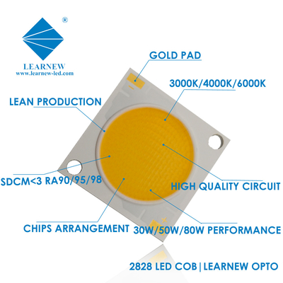 พลังงานสูง 30W 40W 50W 80W 2828 3838 CRI&gt;95 อายุการใช้งานยาว สี LED COB ชิปสําหรับสโฟตไลท์ LED