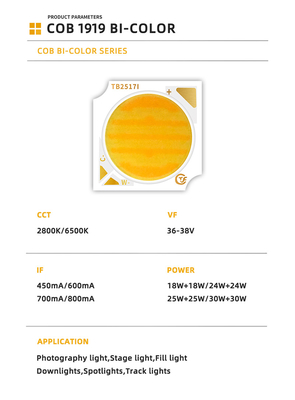 สีขาว + สีขาวอบอุ่น Bi สี LED ชิปกับ PCB อลูมิเนียม Radiators จิปพลังงานสูง 18w 24w 25w 30w