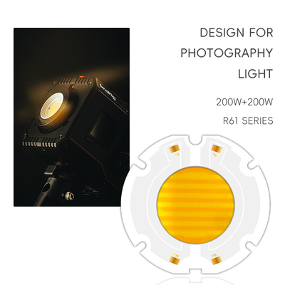 พลังงานสูง 200W R61 60X60MM 34MM LED COB Chip Bi Color Flip Chip สําหรับแสงเวที CCT 620nm/460nm