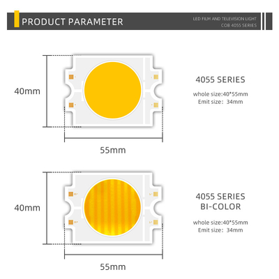 ความดันคงที่ DC 75V LED สีสอง COB 4055 Bi Color 2700K+6500K พลังงานสูง 300W COB LED
