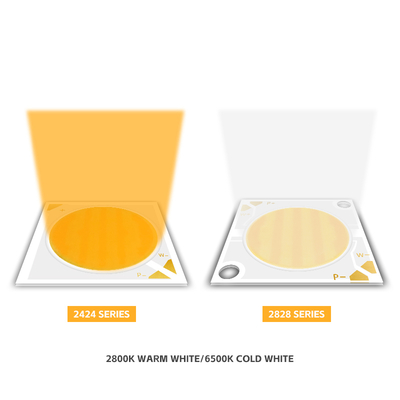 2424 ซีรีส์ 40W 40W ชิป LED สองสี 2800K/6500K CCT 100/110 LM/W 1100MA IF 36V-38V สำหรับไฟถ่ายภาพ ชิป LED