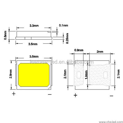 SMD2835 ชิป LED 6200-6500K 0.2W การรับประกัน 3 ปี