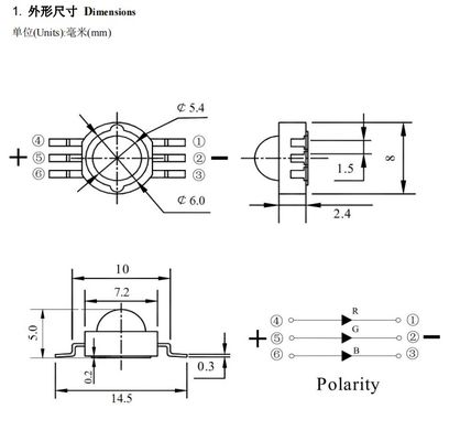 High Power LED Chip SMD LED Diode with 3W Power 120° Viewing Angle and 50000 Working Hours for Stage Lighting