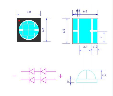 ชิป LED UVA ขนาด 10W UVA SMD6868 365nm สีม่วงสว่าง UVA สําหรับการใช้งานรักษาแสง UV ที่ไม่เห็นได้
