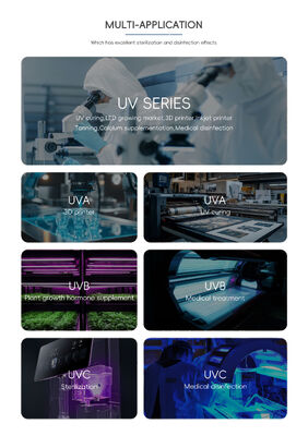 280nm ความยาวคลื่น 0.5W พลังงาน ชิป LED UVB กับ 10000 ชั่วโมงในการทํางานสําหรับการรักษาทางการแพทย์และการเติบโตของพืช