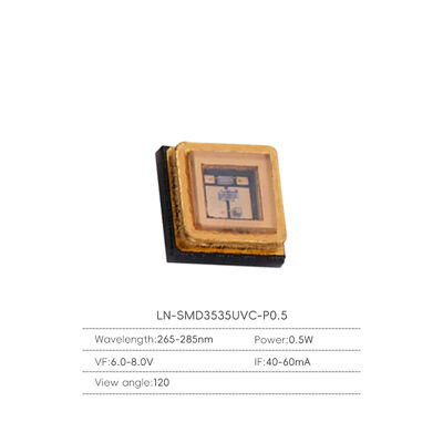 หลอด LED UVC แบบ Deep UVC 3535 กำลัง 0.5w ระยะ 8-12mW มุม 120 องศา ความยาวคลื่น 270-280nm