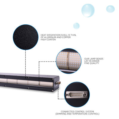 ระบบ UV LED บ่มอายุการใช้งานยาวนาน AC220V 1200W ความยาว 395nm 310 มม. เครื่องพิมพ์ 12w/cm2 0-12V หรี่แสงได้ เครื่องพิมพ์ออฟเซ็ต