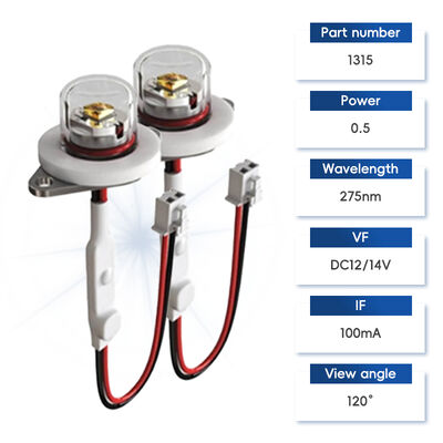 ประสิทธิภาพสูง ECO ราคา UV UV-C DC12V UVC โมดูล LED 275nm 0.5W 40mA IP68 DC24V ล้างอากาศน้ํา 6-10mW