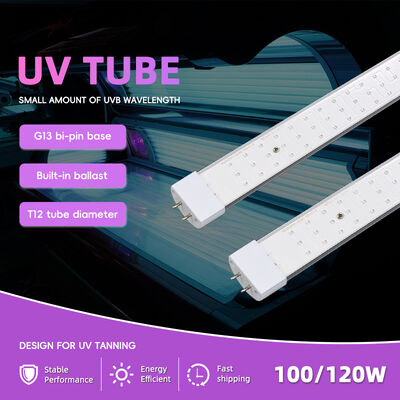 หลอดแสงการทําแดด UV แบบมืออาชีพ 100W-120W 1.8M 1.9M 2.0M CE รับรอง 365Nm หลอด UV สําหรับอุปกรณ์นอนแดด