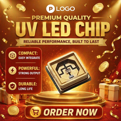 ชิป UV LED ความน่าเชื่อถือสูง (วัสดุ Ingan) สําหรับการฆ่าเชื้อ / การรักษา / การตรวจจับความยาวคลื่นที่สามารถปรับแต่งได้ 70 Lm / W 90 CRI 0.5W