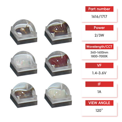 LEARNEW ชิป LED พลังงานสูง 2W 3W ALN ทองแดง สเป็คตรัมกว้าง 1800K-700K 120 มุมมอง 2.8-3.4V สีที่สามารถปรับแต่งได้